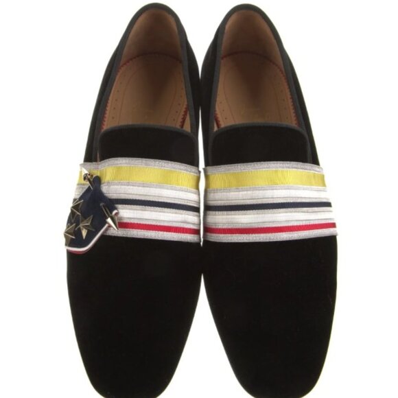 Christian Louboutin Velvet Striped Loafers - Picture 1 of 5